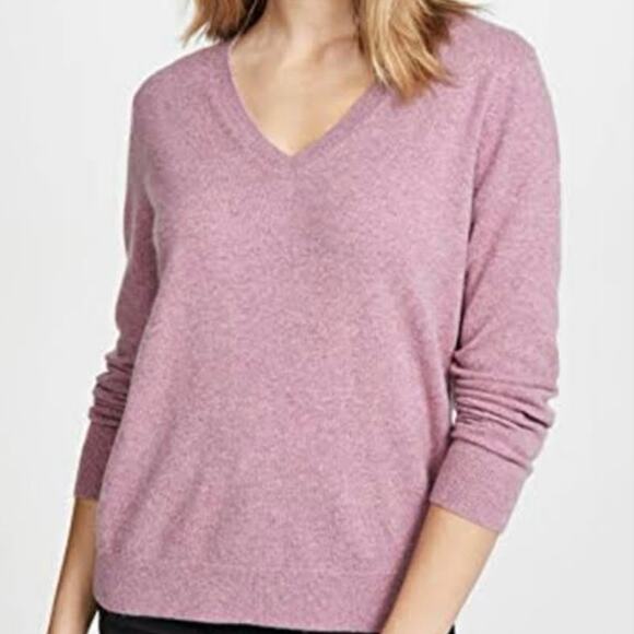 Vince Women's Weekend V-Neck 100% Cashmere Sweater XS Pink Quiet Luxury